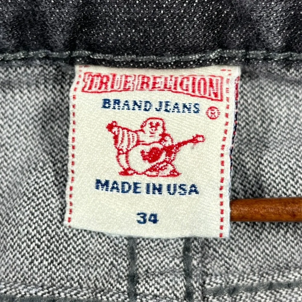True Religion Ricky‎ Jeans Men's 34 (Fits 37x29.5) Flap Pockets Gray Preppy USA